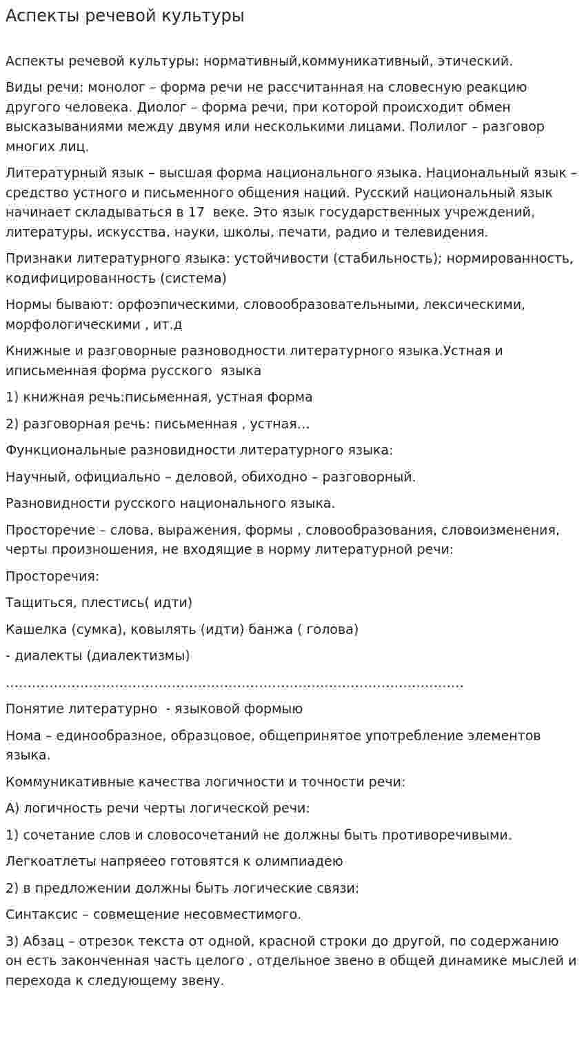 Аспекты речевой культуры