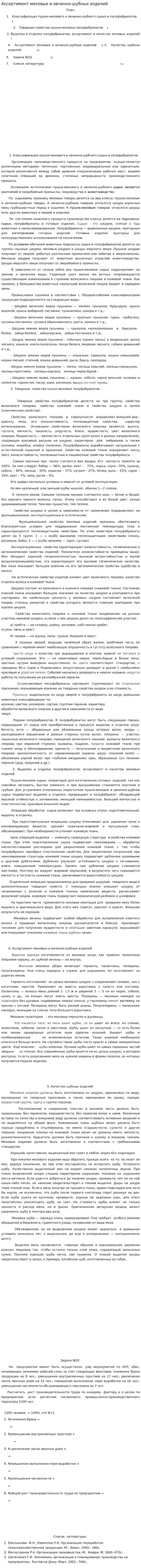 Ассортимент меховых и овчинно-шубных изделий