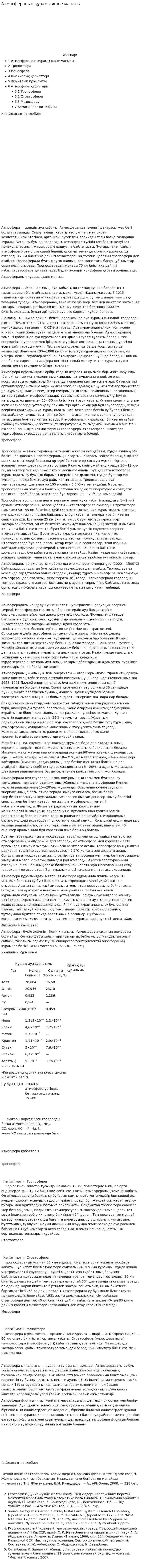 Атмосфераның құрамы және маңызы. 2