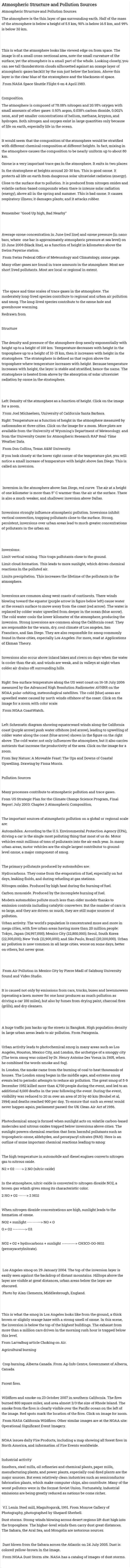 Atmospheric Structure and Pollution Sources