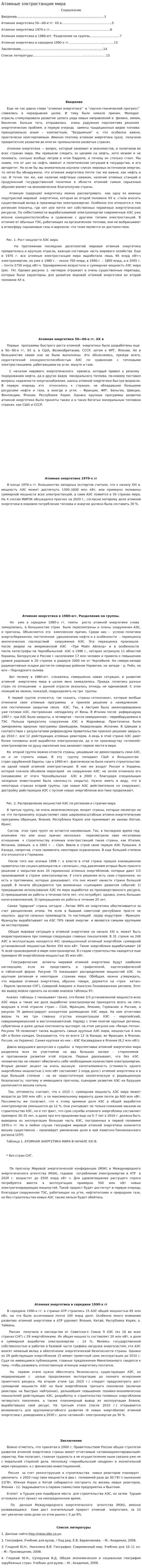 Атомные элктростанции мира