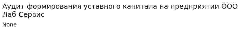 Аудит формирования уставного капитала на предприятии ООО Лаб-Сервис