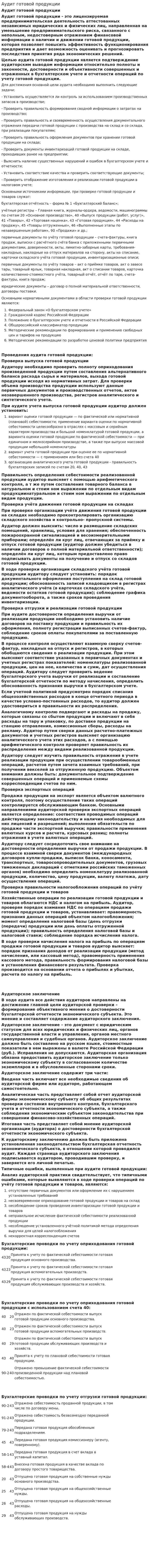 Аудит готовой продукции. 5