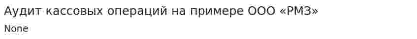 Аудит кассовых операций на примере ООО «РМЗ»
