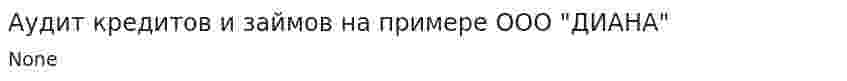Аудит кредитов и займов на примере ООО "ДИАНА"
