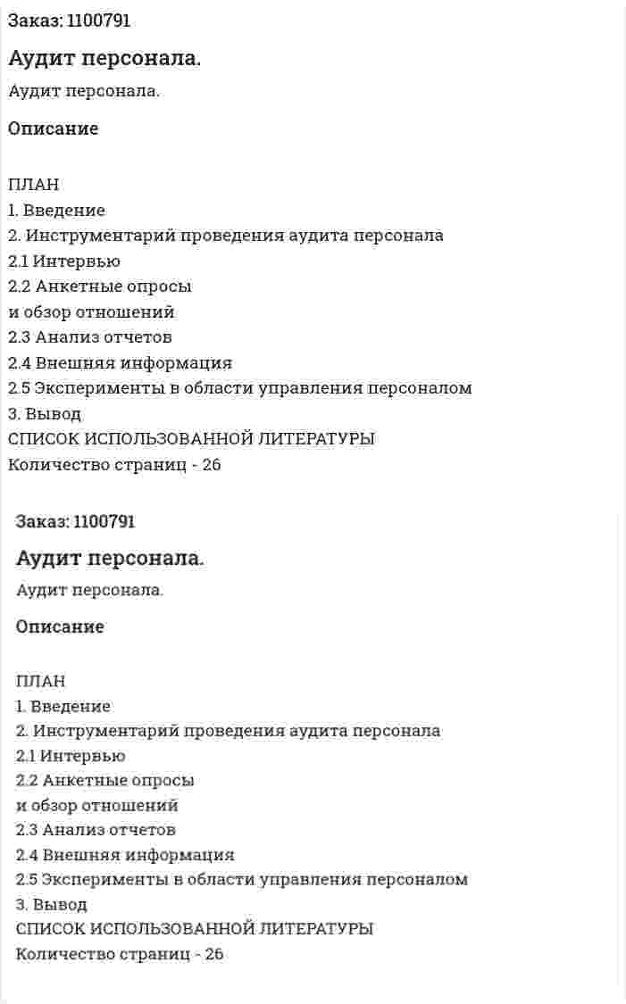 Аудит персонала. (курсовая работа) 