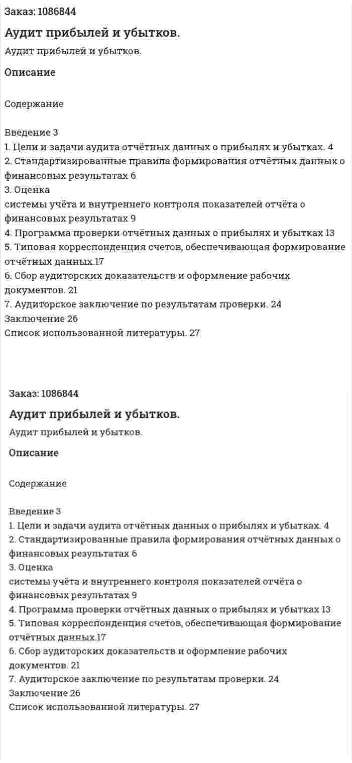 Аудит прибылей и убытков. (курсовая работа) 