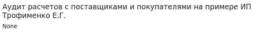 Аудит расчетов с поставщиками и покупателями на примере ИП Трофименко Е.Г.