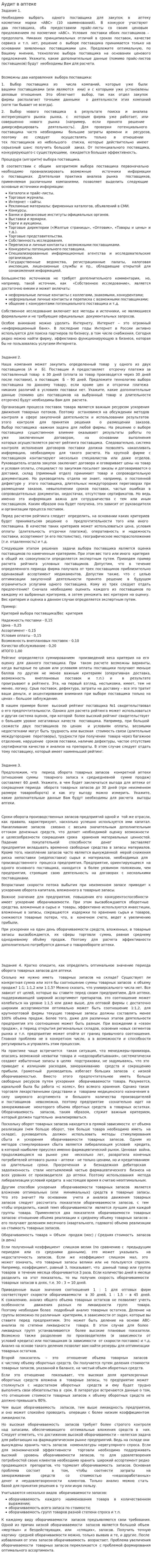Аудит в аптеке