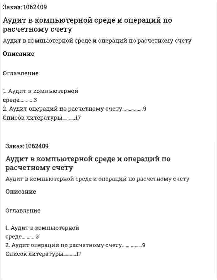 Аудит в компьютерной среде и операций по расчетному счету (реферат) 