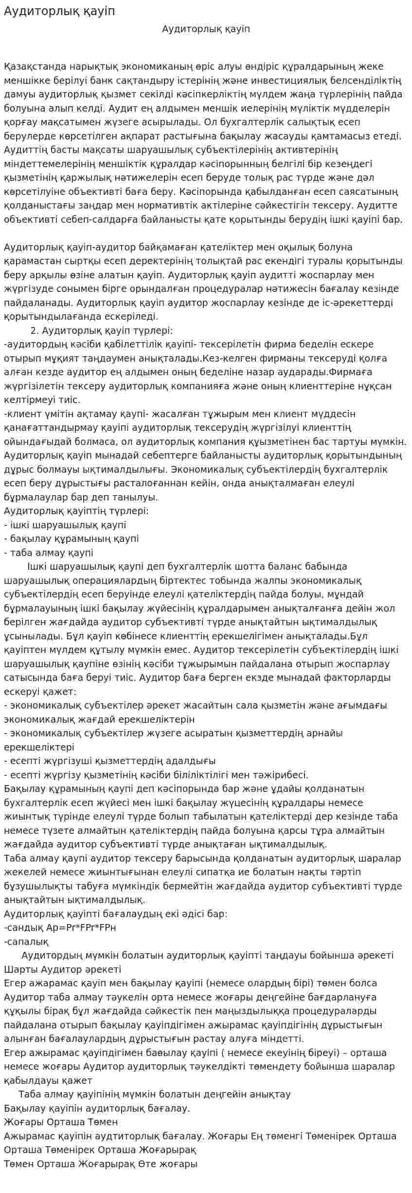 Аудиторлық қауіп