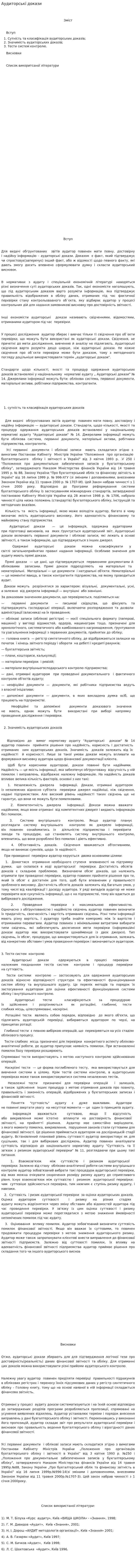 Аудиторські докази. 2