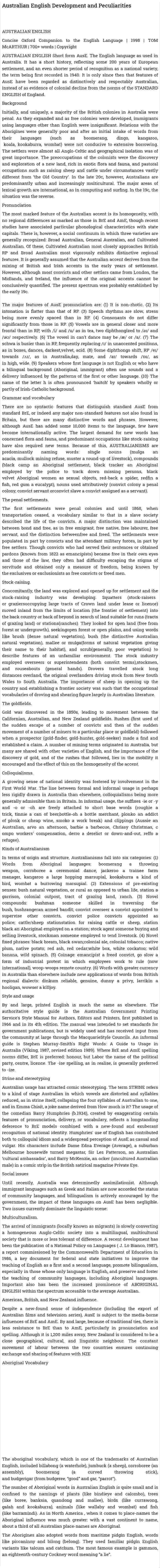 Australian English Development and Peculiarities