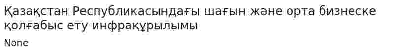 Қазақстан Республикасындағы шағын және орта бизнеске қолғабыс ету инфрақұрылымы
