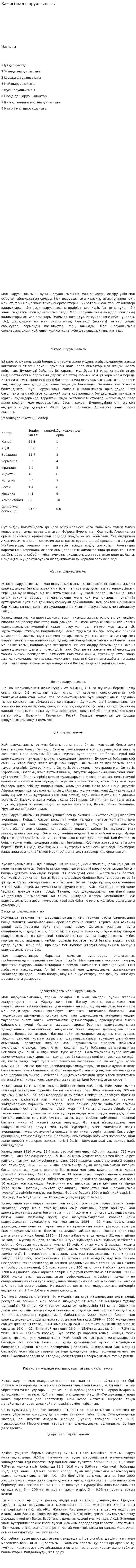 Қазіргі мал шаруашылығы