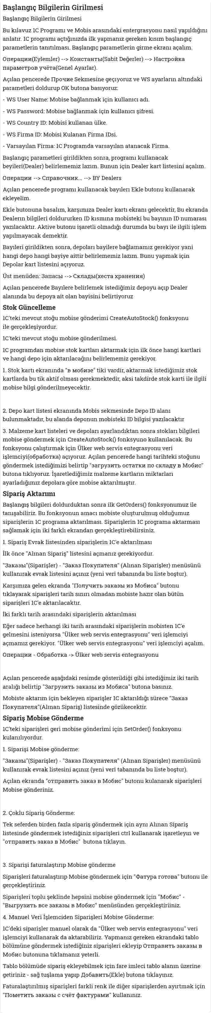 Başlangıç Bilgilerin Girilmesi