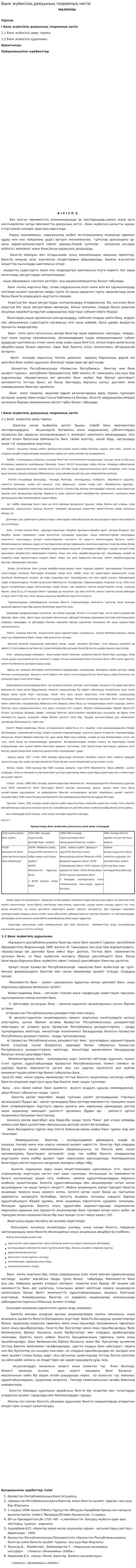 Банк жүйесінің дамуының теориялық негізі. 2
