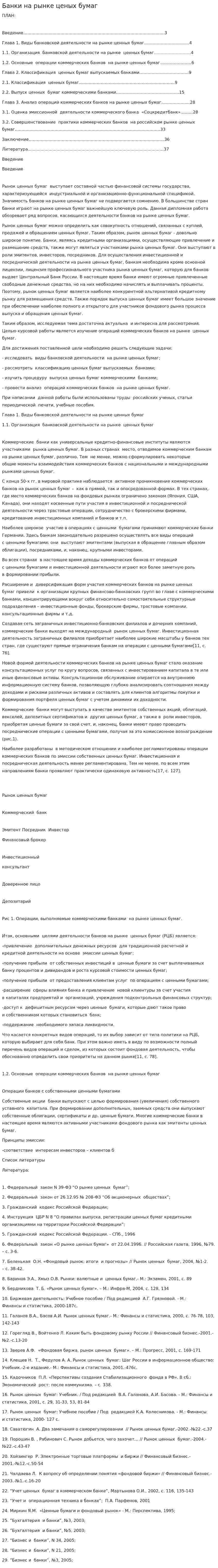 Банки на рынке ценых бумаг