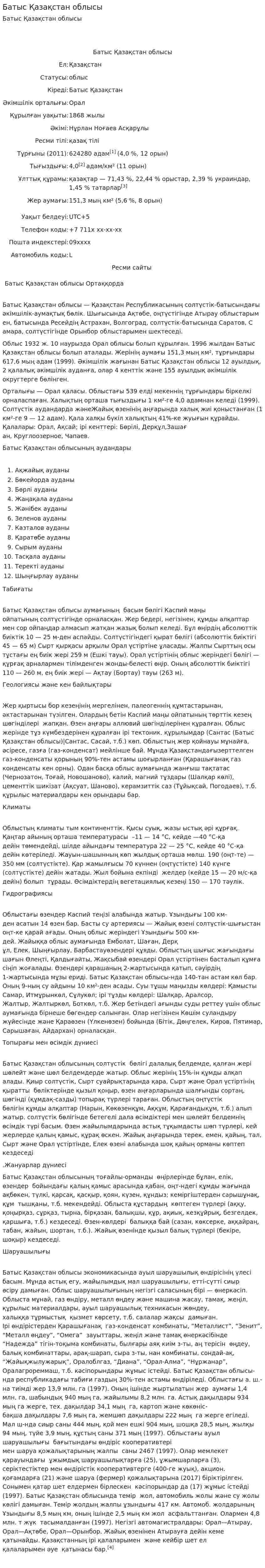 Батыс Қазақстан облысы
