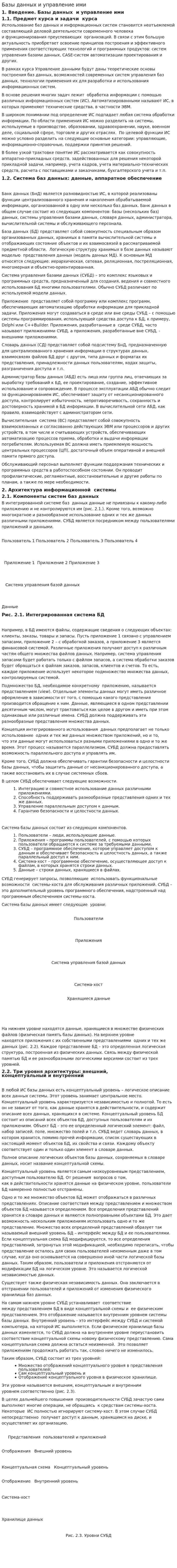 Базы данных и управление ими