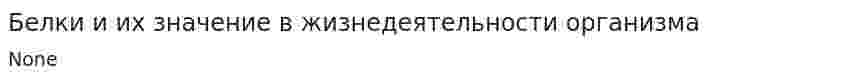 Белки и их значение в жизнедеятельности организма