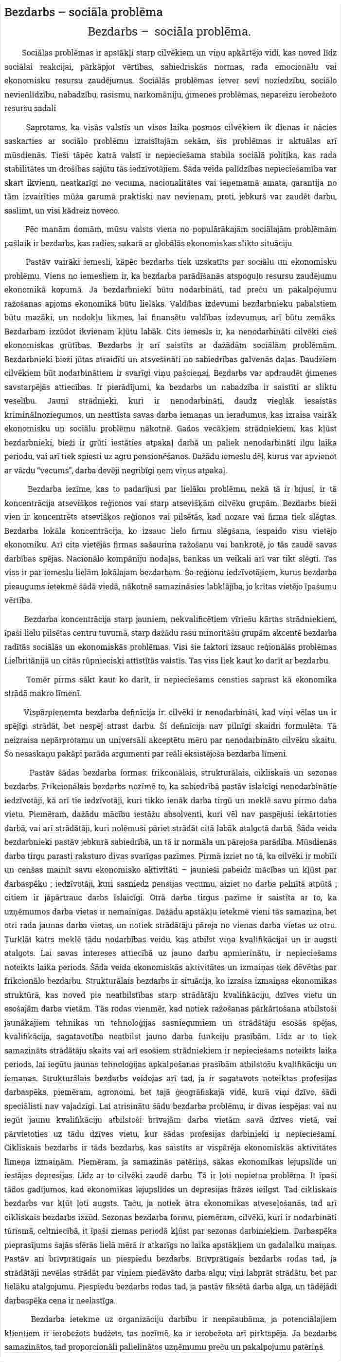 Bezdarbs – sociāla problēma