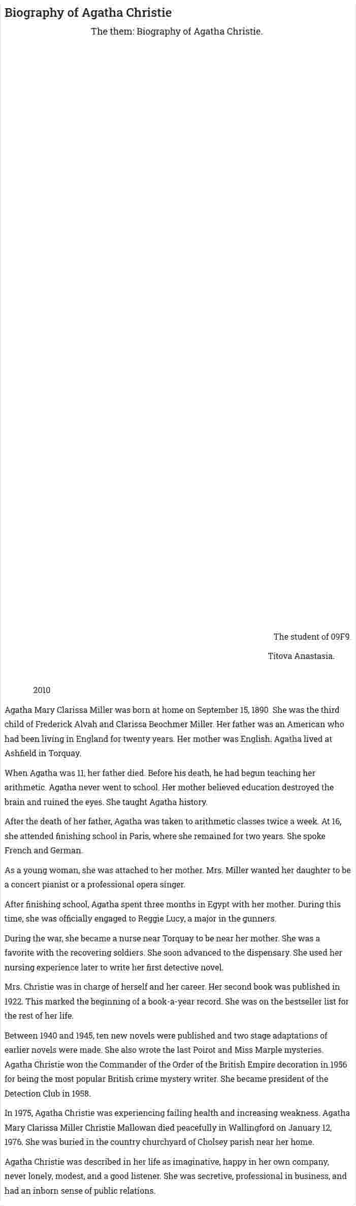 Biography of Agatha Christie