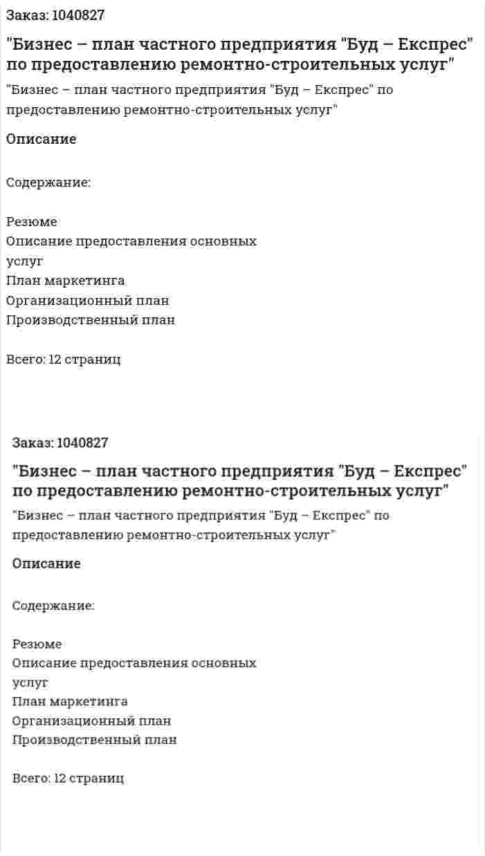 "Бизнес – план частного предприятия "Буд – Експрес" по предоставлению ремонтно-строительных услуг" 