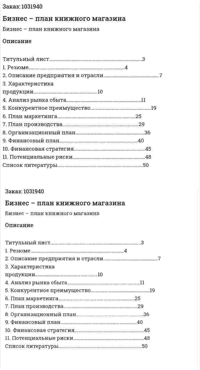 Бизнес – план книжного магазина 
