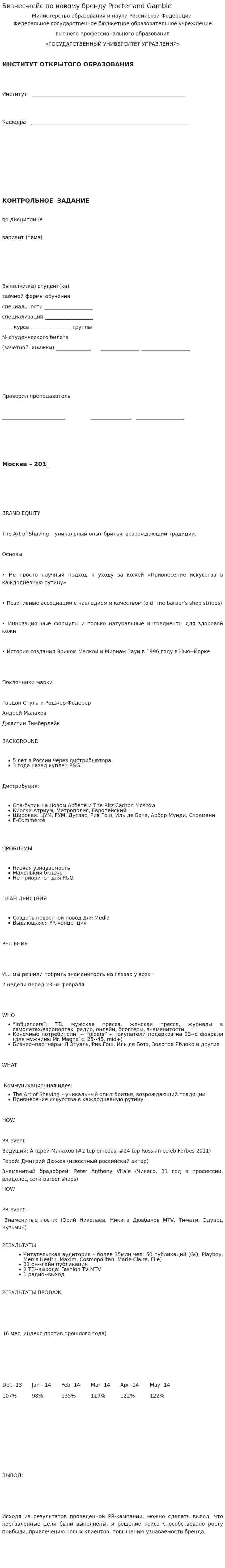 Бизнес-кейс по новому бренду Procter and Gamble