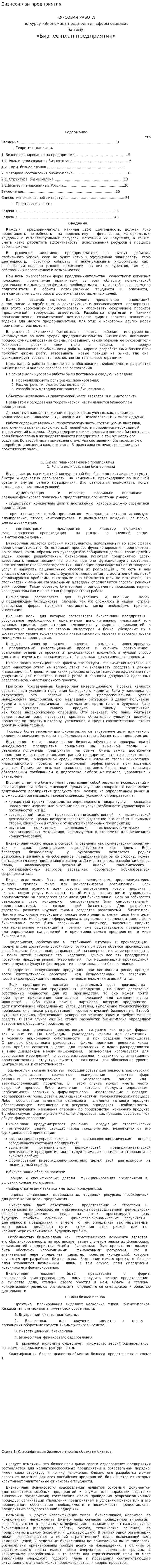 Бизнес-план предприятия. 26
