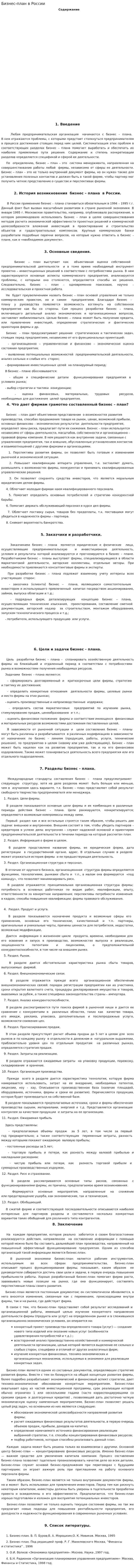 Бизнес-план в России