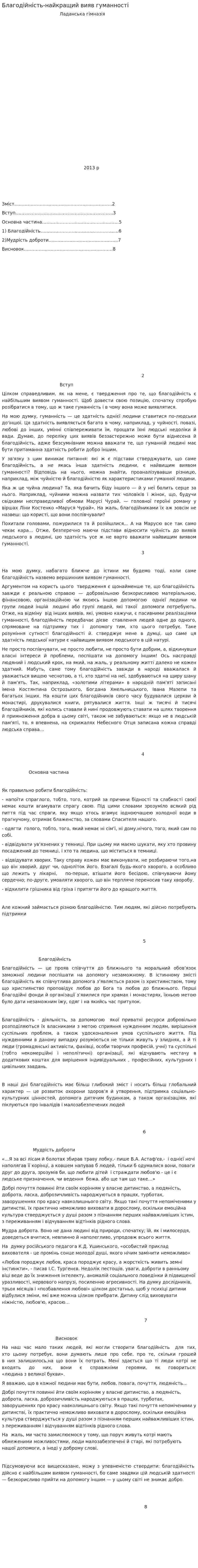 Благодійність-найкращий вияв гуманності