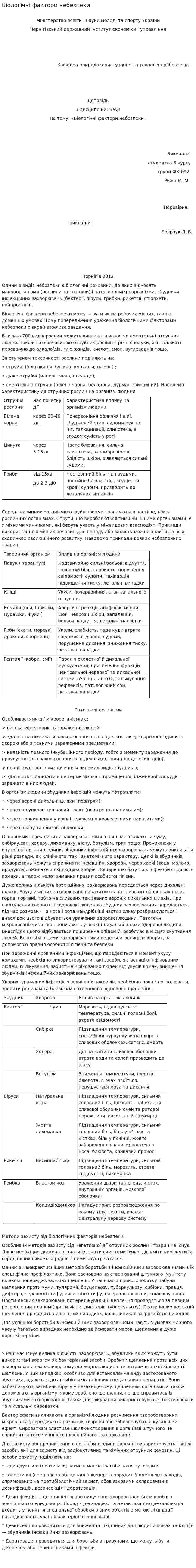 Біологічні фактори небезпеки. 2
