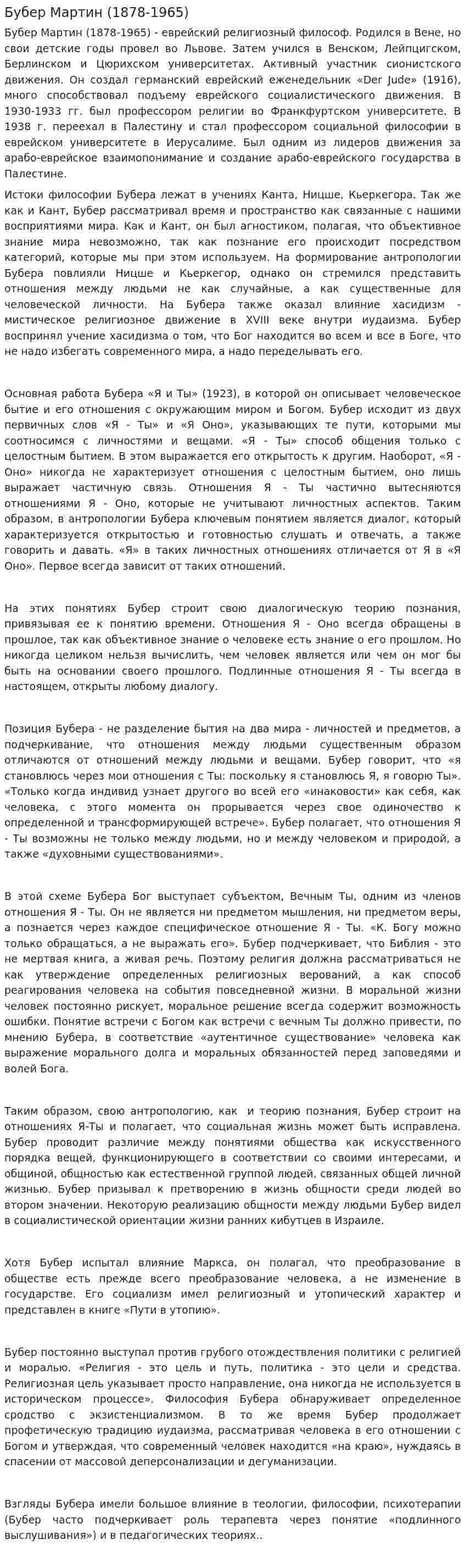 Бубер Мартин (1878-1965)