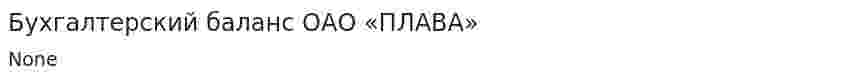 Бухгалтерский баланс ОАО «ПЛАВА»