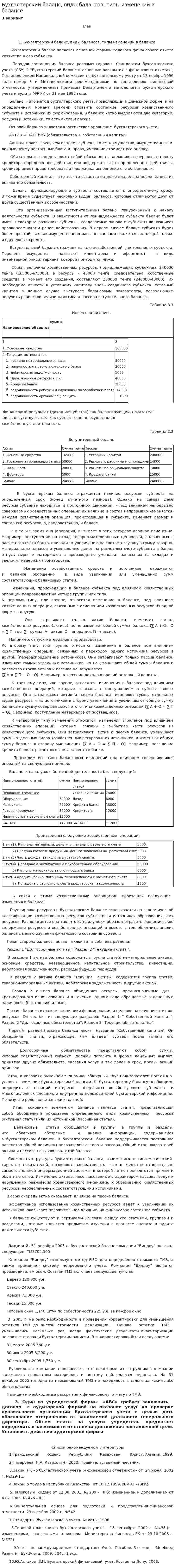 Бухгалтерский баланс, виды балансов, типы изменений в балансе