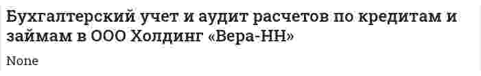 Бухгалтерский учет и аудит расчетов по кредитам и займам в ООО Холдинг «Вера-НН»