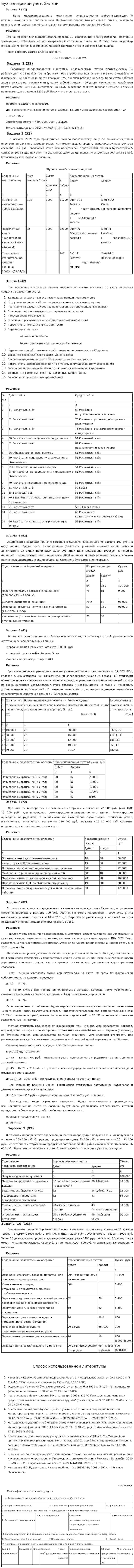 Бухгалтерский учет. Задачи