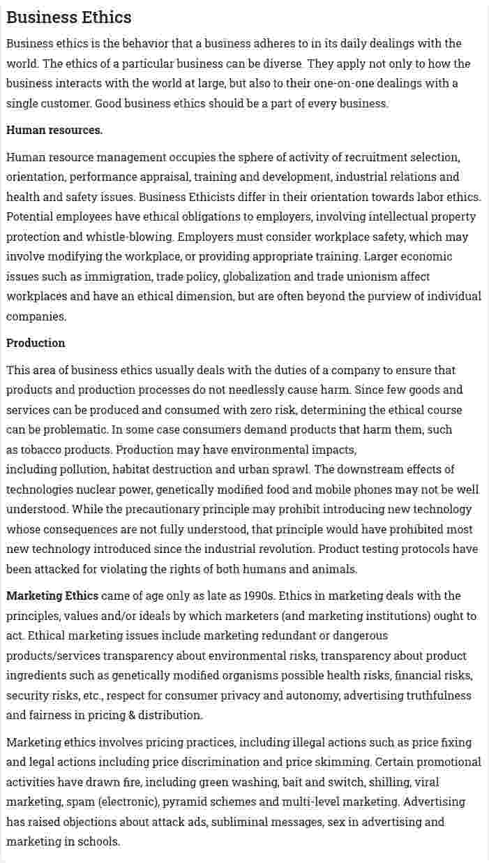 Business Ethics. 2