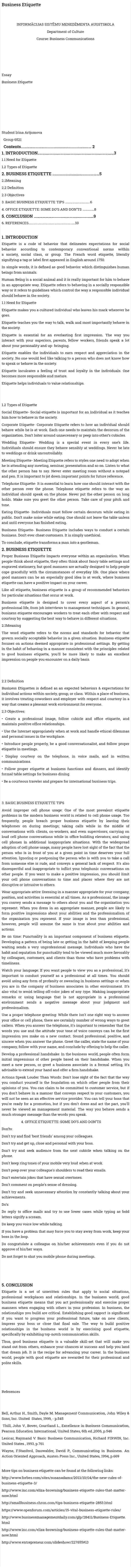 Business Etiquette