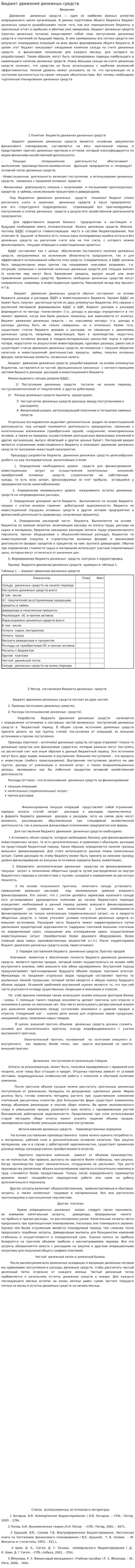 Бюджет движения денежных средств. 2
