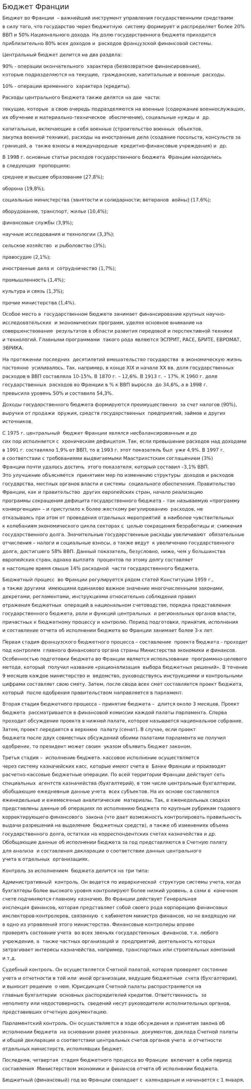 Бюджет Франции