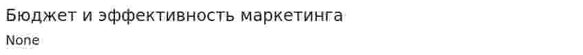 Бюджет и эффективность маркетинга