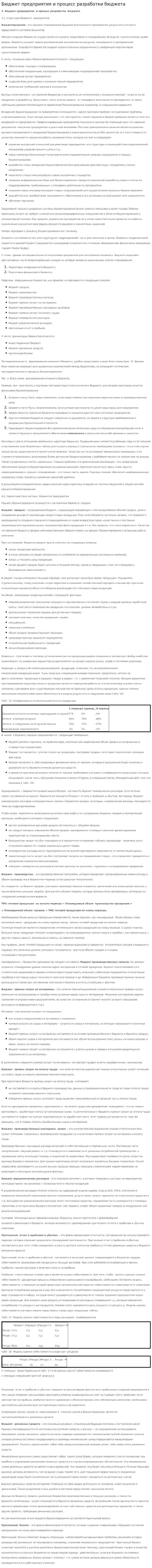 Бюджет предприятия и процесс разработки бюджета. 3