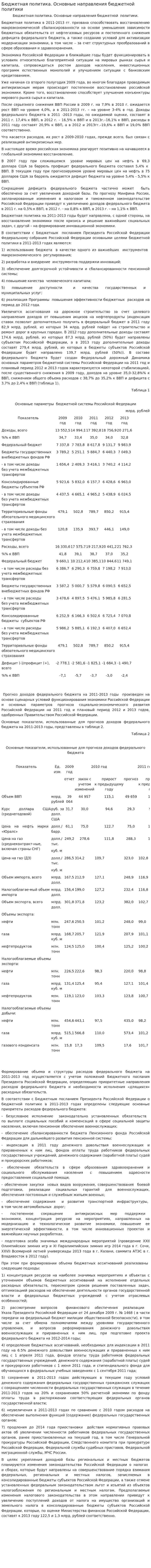 Бюджетная политика. Основные направления бюджетной политики