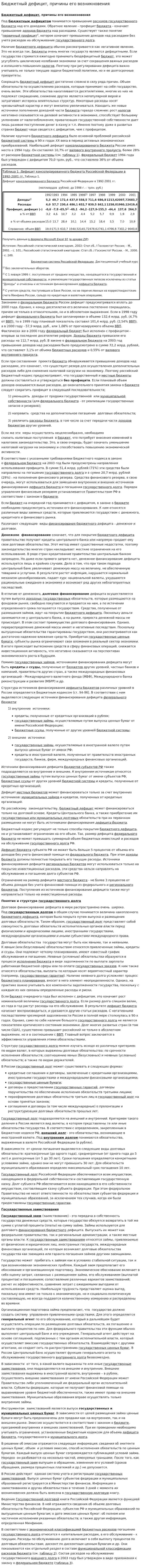Бюджетный дефицит, причины его возникновения