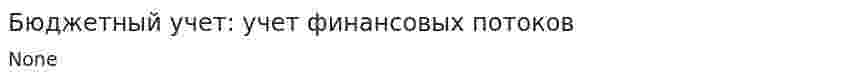 Бюджетный учет: учет финансовых потоков