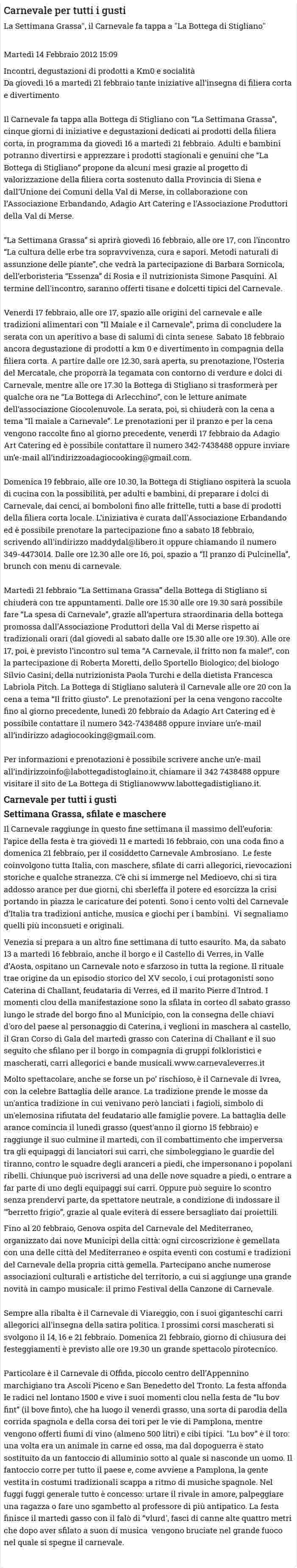 Carnevale per tutti i gusti