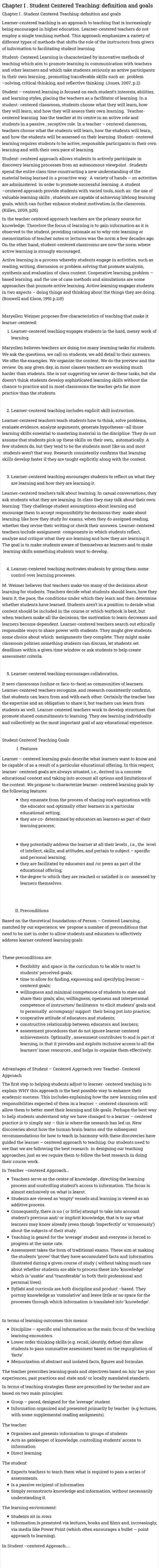 Chapter I . Student Centered Teaching: definition and goals